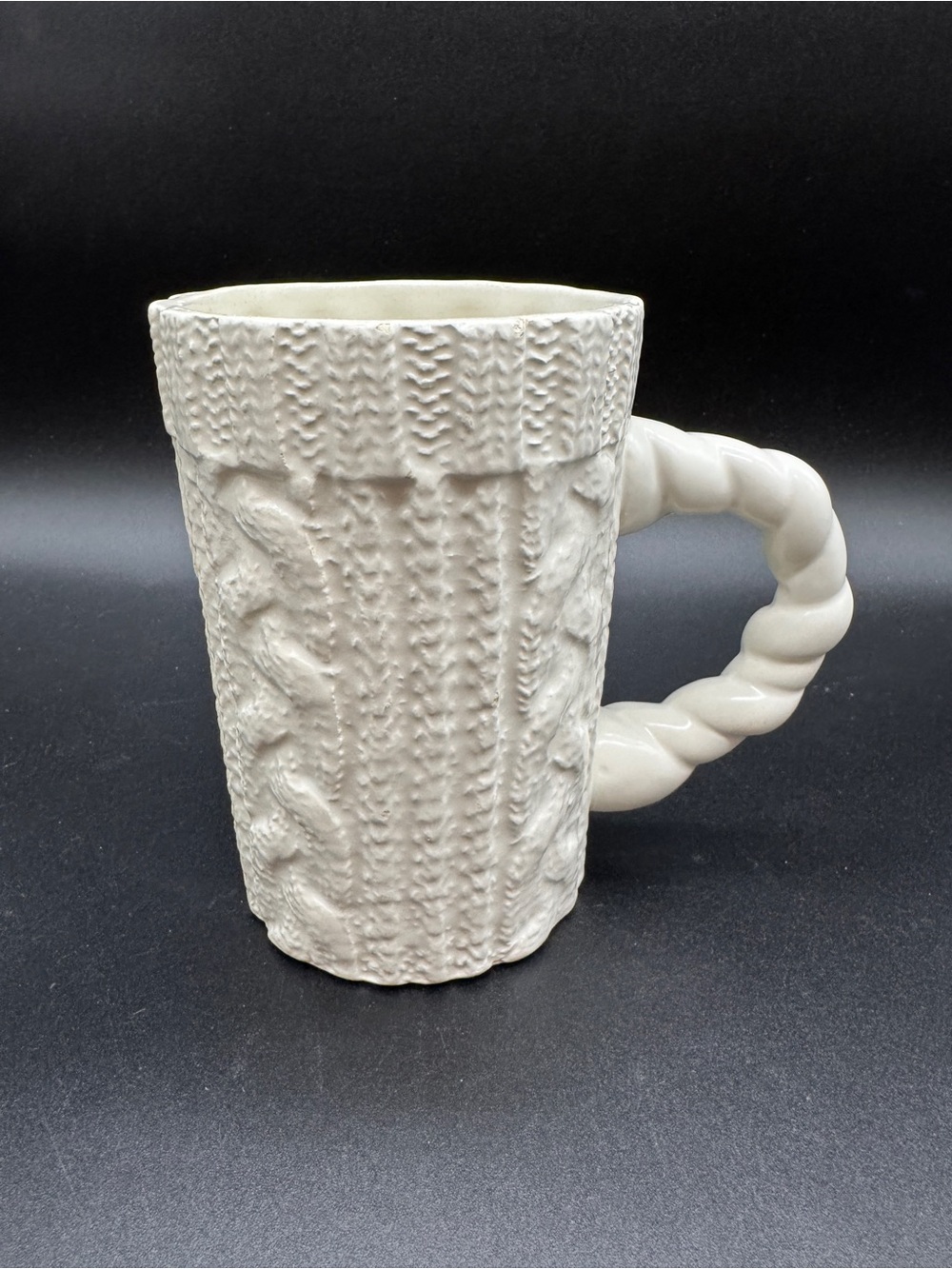 Tall Novelty Coffee Mug Knitting Wool Cream Colour by Mudpie